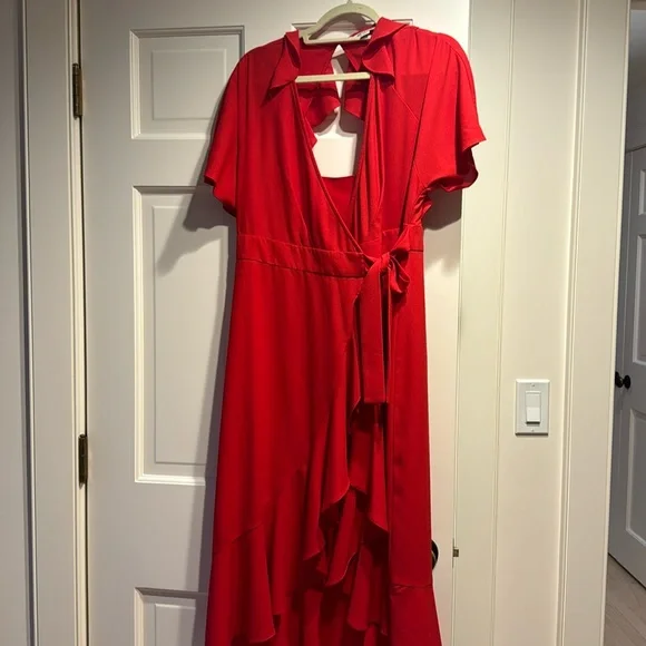 Whistles red wrap dress